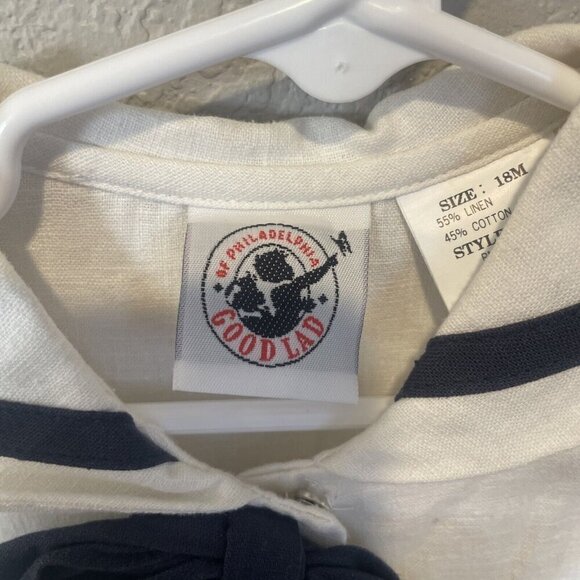 Vintage 80s Goodlad Nautical Sailor Dress White Navy Girls 18M 1980s Good Lad - Picture 4 of 8